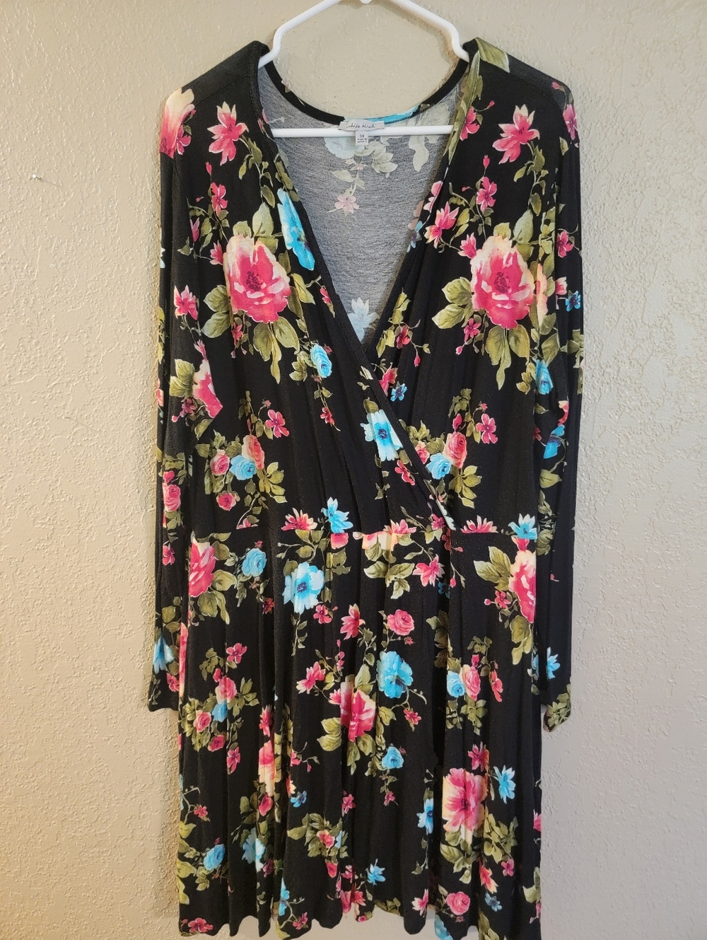 Black Floral Wrap-Style Women’s Dress/Romper - Pink & Blue Flowers